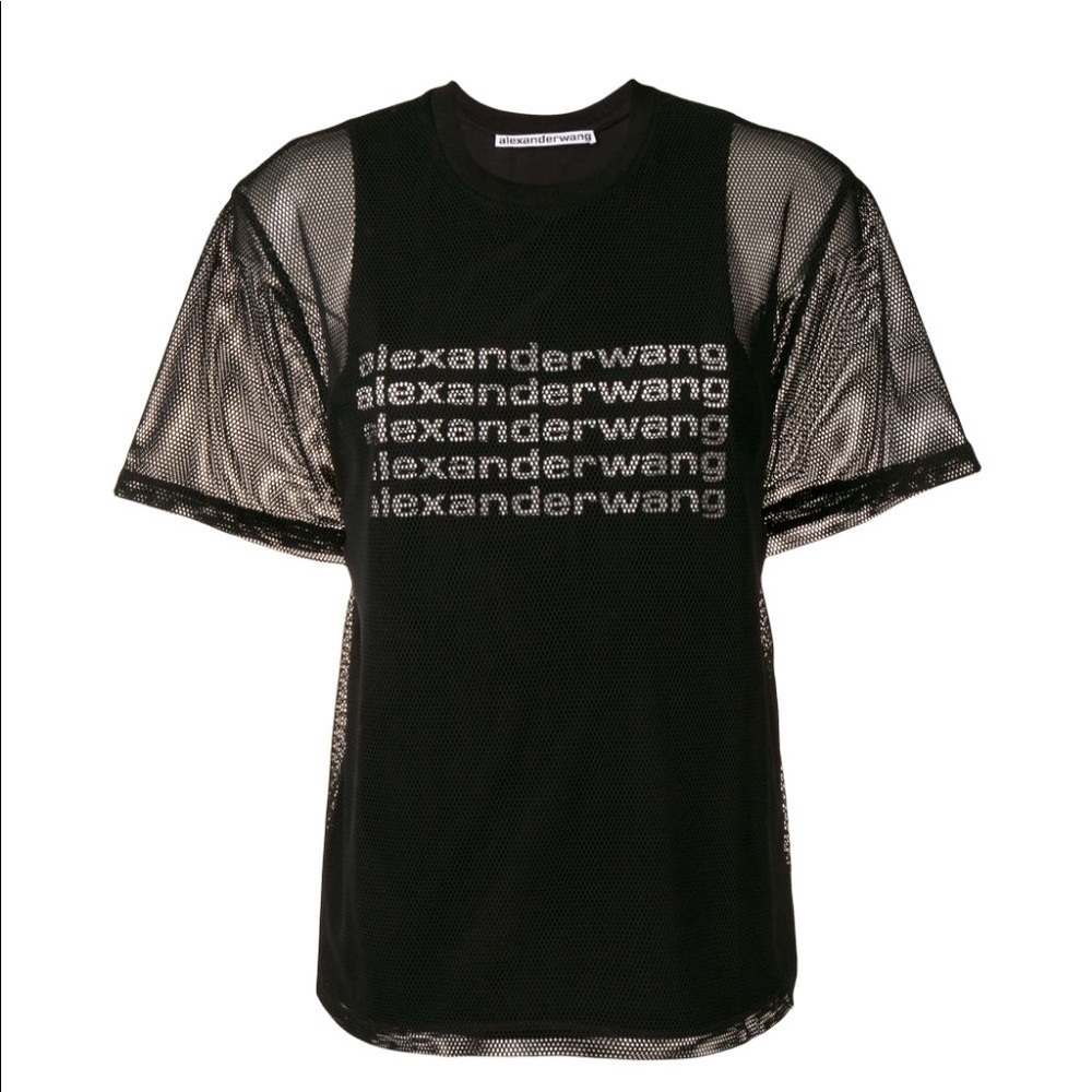 AUTHENTIC Alexander Wang Stacked Logo Mesh Tee
